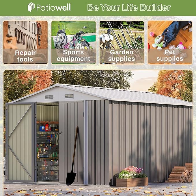 Patiowell 8x10 FT Outdoor Storage Shed - Image 6