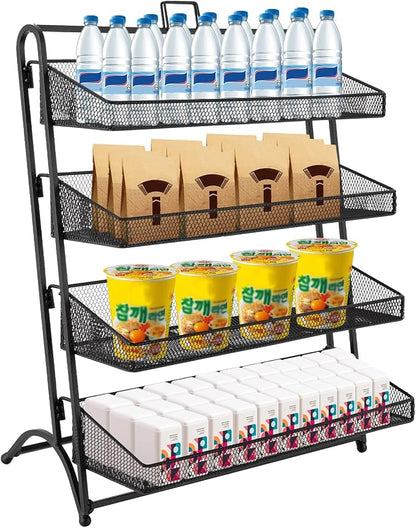 Retail Display Rack 4-Tier Market Merchandise Display Shelf Tabletop Fruit by Unknown