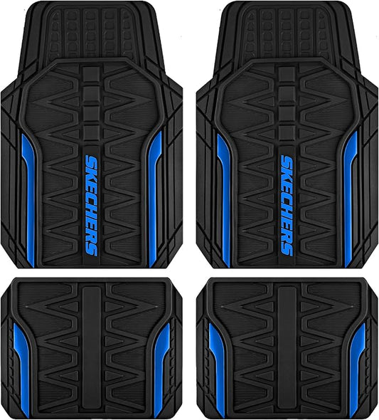 Skechers Car Floor Mats, Heavy Duty Rubber Car Mats Full Set, All Weather Floor by Skechers