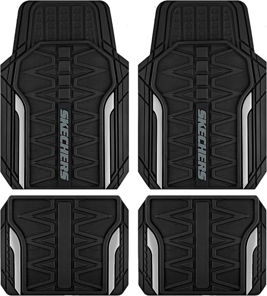 Skechers Heavy Duty Rubber Car Mats Full Set, All Weather Floor Mats, by Skechers