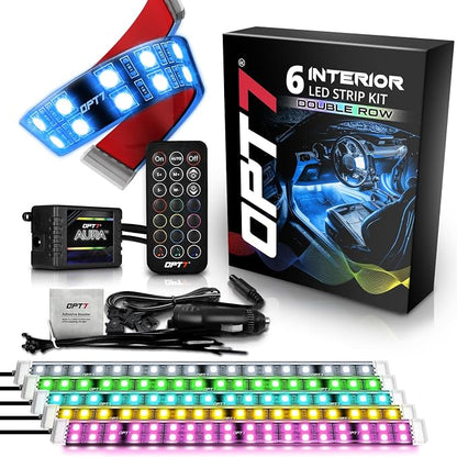 OPT7 Aura Double Row Car LED Lights Interior 6pc by OPT7
