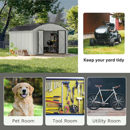 Patiowell 10 X 12 FT Barn Style Metal Storage Shed - Image 6