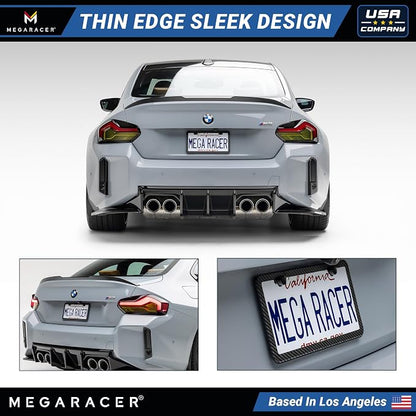 Premium Slim Carbon Fiber Design License Plate Frames – 2 Pack, Rust-Free - Image 3