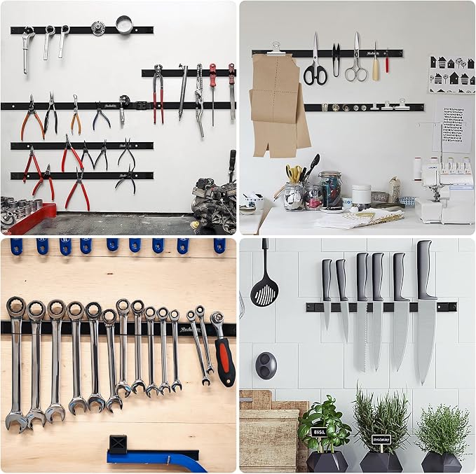 6 Pieces 12" Magnetic Tool Holder Strip, Metal Tool Organizer Rack - Image 6