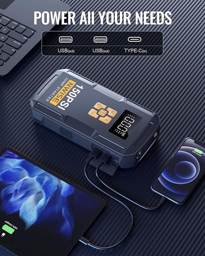 Portable Car Jump Starter with Air Compressor, 150PSI Jump Box Battery Pack - Image 8