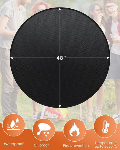 Round BBQ Grill Mat, 48 Inch Double-Sided Fireproof Pad 4-Layer Deck Protector - Image 2