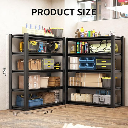 63" H Heavy Duty Garage Shelving 3000LBS Storage Shelves Adjustable 5 Tier - Image 3