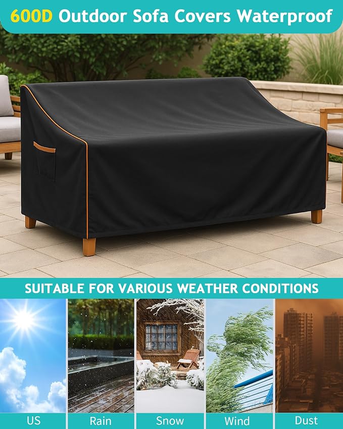 Outdoor Sofa Cover, Waterproof Patio Furniture Cover 80W x 42D x 33H inches - Image 6