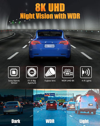 Dash Cam Front and Rear, 8K/2.5K UHD Dash Camera - Image 3