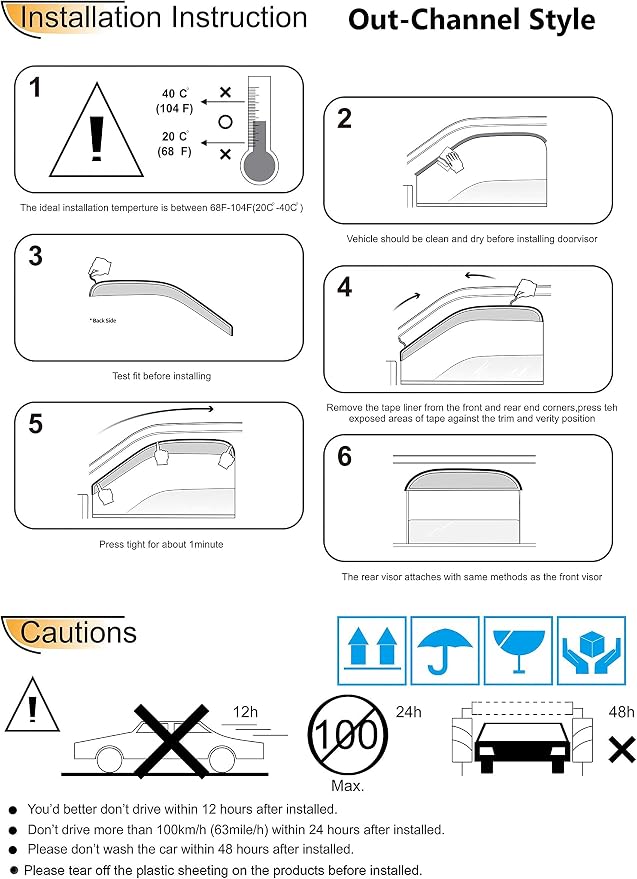 94960 Side Window Visor Wind Vent Deflector fit - Image 6