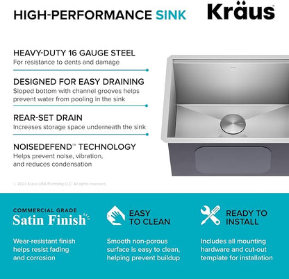 KRAUS Kore 23-Inch Undermount Workstation Single Bowl 16 Gauge Deep Laundry - Image 11