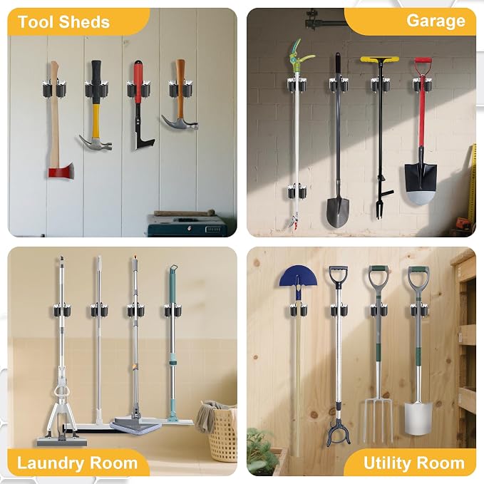 Broom Holder Wall Mount – 3 Pack Broom Rack - Image 5