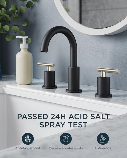 FORIOUS Brushed Nickel and Matte Black Bathroom Faucet 8 Inch, 2 Handle - Image 3