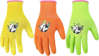 HANDLANDY 3 Pairs Kids Gardening Gloves Latex Free, Nitrile Coated Children by HANDLANDY