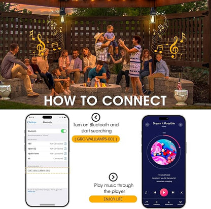2PACK Bluetooth Speaker Outdoor Wall Lights - Image 2