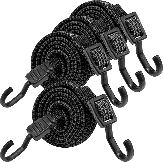 Bungee Cords with Hooks Heavy Duty, Flat Adjustable Bungee Cords with Hooks 80 by Rugtol