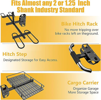 Hitch Wall Mount Bike Rack, Trailer Hitch Wall Mount Receiver Adjustable 1.25" - Image 3