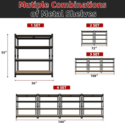 2 Packs 36" W x 16" D x 55" H Adjustable Garage Storage Shelves - Image 8