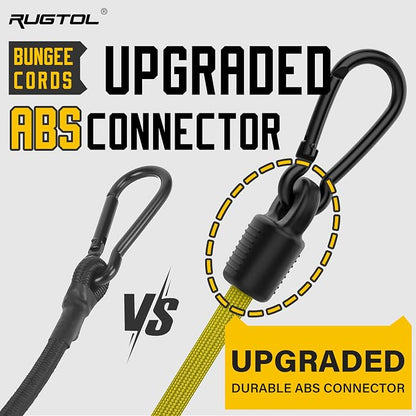 Bungee Cords with Hooks, 60 Inch Yellow Adjustable Bungee Cords with Carabiner - Image 4