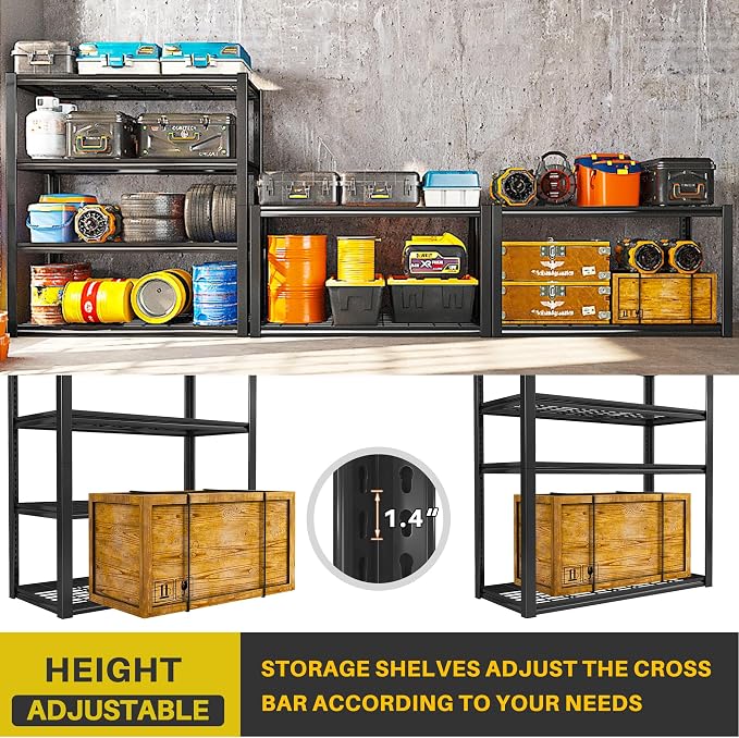 REIBII 40" W Garage Shelving 2240 LBS Storage Shelves Adjustable Metal Shelving - Image 5