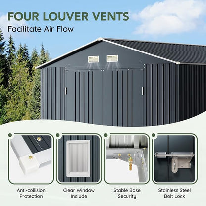 10x10 FT Outdoor Metal Storage Shed - Image 5
