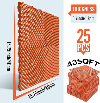 15.7"x15.7" Garage Flooring Tiles, Non-Slip Interlocking Plastic Garage Floor - Image 5