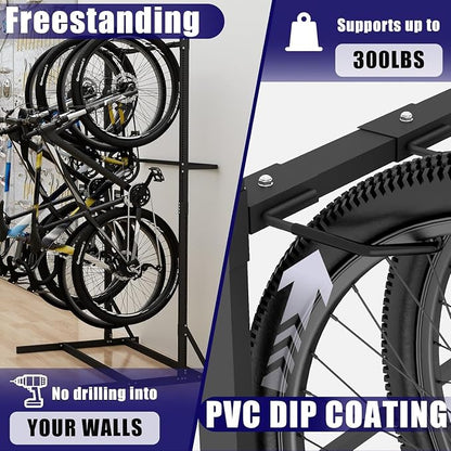 Freestanding Bike Storage Rack, Vertical Bike Holder Holds Up to 5 Bikes - Image 4