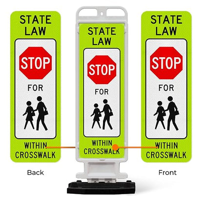 State Law Stop for Pedestrian in Crosswalk MUTCD R1-6a Sign, Double Sided 3M - Image 5