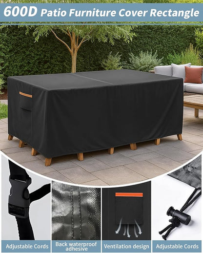 Outdoor Waterproof Furniture Cover, 88W x 62L x 28H inches Heavy Duty 600D - Image 5