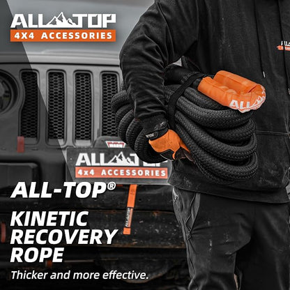 ALL-TOP Kinetic Recovery Rope Kit w/ 2 Soft Shackles, 1.5in x 30ft, Heavy Duty - Image 6
