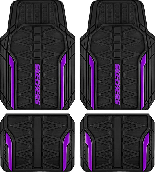 Skechers Car Floor Mats, Heavy Duty Rubber Car Mats Full Set, All Weather Floor by Skechers