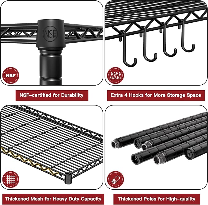 PrimeZone 3 Packs 36" W x 16" D x 79" H Wire Storage Shelves - Image 4