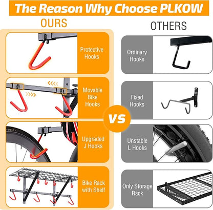 PLKOW Garage Wall Shelving, Wall Mount Bike Storage Rack - Image 2