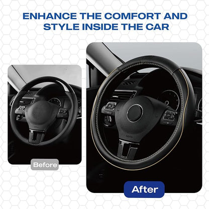 Skechers Memory Foam Steering Wheel Cover, Piping Microfiber Leather Steering - Image 4