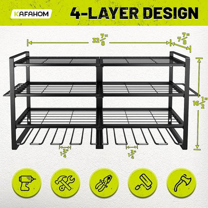 KAFAHOM Power Tool Organizer-8 Drill Holder Wall Mount, 4 Layer Heavy Duty - Image 3