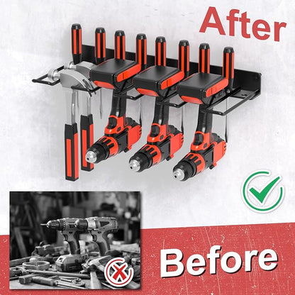 Drill Holder Power Tool Organizer Wall Mount, 4 Cordless Drill Racks - Image 4