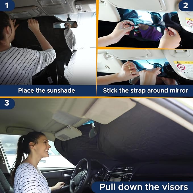 EcoNour Mirror Cut Foldable Windshield Sun Shade - Image 9