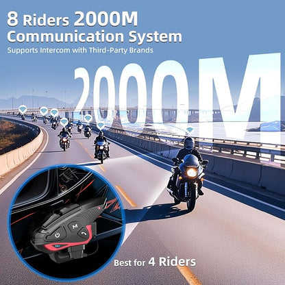 Moman Motorcycle Intercom Headset, CP-S 8 Riders 2000M Group Helmet - Image 3