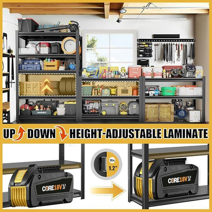 Garage Shelving Metal Storage Shelves 5-Tier Shelving Units Adjustable Storage - Image 5