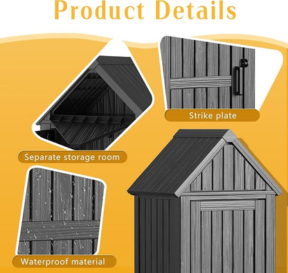 Storage Shed Outdoor Lockable, Waterproof Resin Garden Tool Shed, Heavy-Duty - Image 4