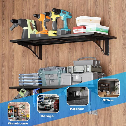 YOLENY 2-Pack 1.64x4FT Adjustable Heavy Duty Garage Wall Shelving, 500lbs Load - Image 6