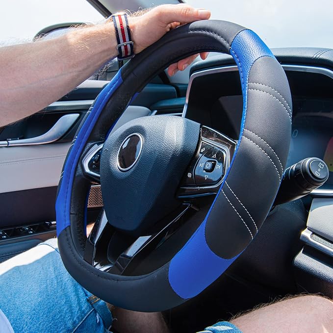CAR PASS Line Rider Microfiber Leather Sporty Steering Wheel Cover Universal - Image 6