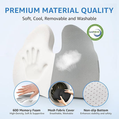 Extra Large Office Chair Cushion, Sciatica & Hip Pain Relief, Booster Pad - Image 5
