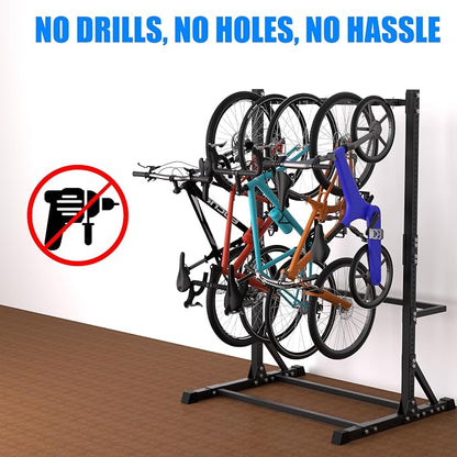 5 Bike Storage Rack, Freestanding Vertical Bicycle Stand - Image 3