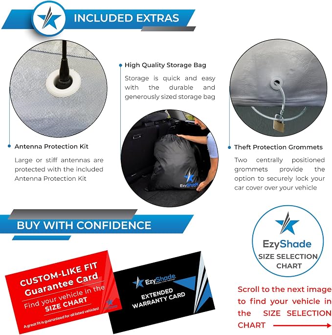 EzyShade 10-Layer Waterproof Sports Car Cover. See Vehicle Size-Chart - Image 3