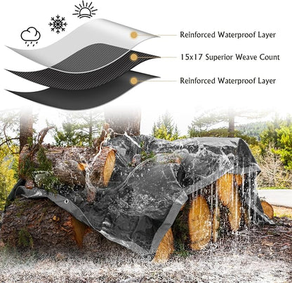 AROIC 10x20FT Heavy Duty Tarps, Waterproof 16 Mil Thick Camping Tarp - Image 6