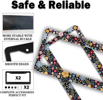 License Plate Protector Multicolor License Plate Frames Colorful Floral Flowers - Image 4