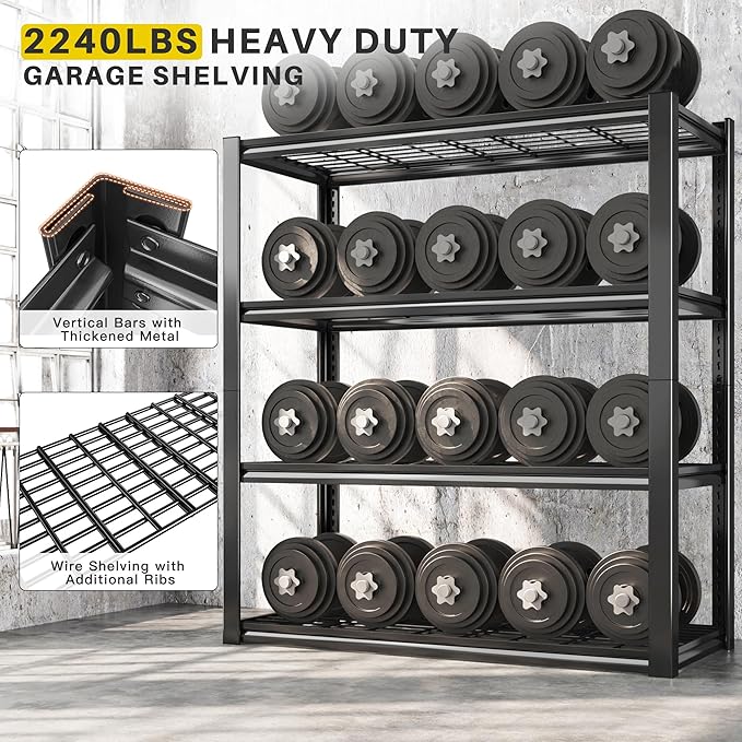 REIBII 40" W Garage Shelving 2240 LBS Storage Shelves Adjustable Metal Shelving - Image 4