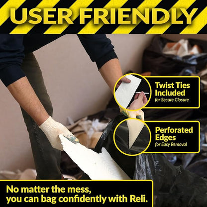 Reli. Contractor Garbage Bags 55 Gallon | 40 Trash Bags | Heavy Duty | Black - Image 3