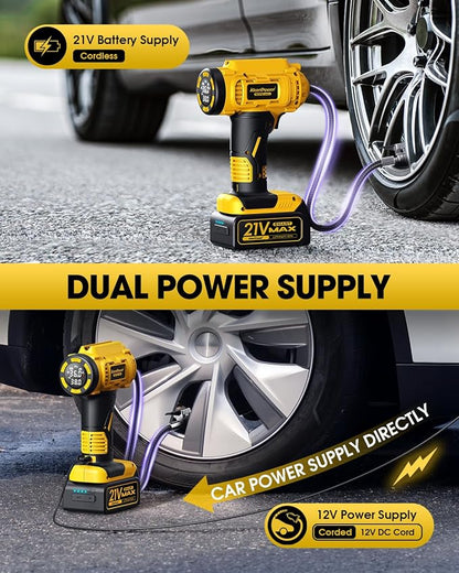 Cordless Tire Inflator Portable Air Compressor, 160PSI Car Tire Air Pump - Image 5
